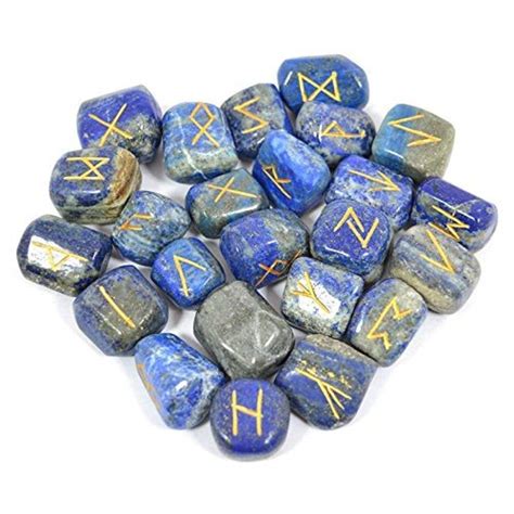 Lapis Lazuli Rune Set Polished Stone Engraved Symbol 25pcs Set Crystal ...