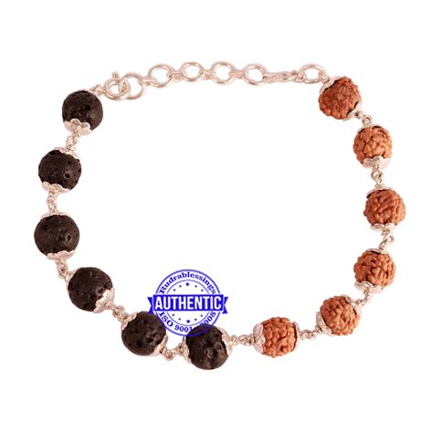 Lava Stone Rudraksha Bracelet (Pure Silver) - 2 – Rudra and Sons