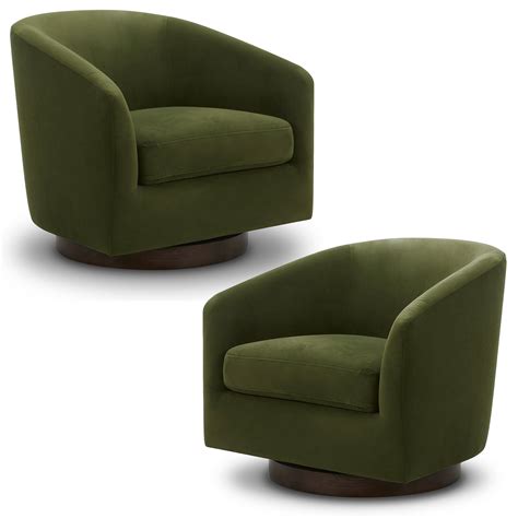 CHITA Swivel Accent Chair Set of 2, Velvet Round Barrel Arm Chair ...