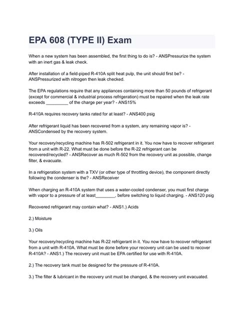 EPA 608 (TYPE II) Exam NEWEST 2026/2027 ACTUAL EXAM COMPLETE QUESTIONS ...