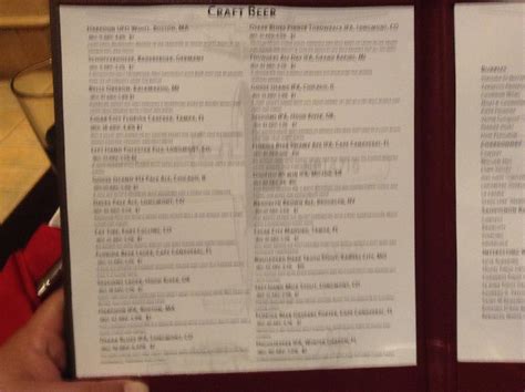 Menu at Jake's American Bar, Orlando