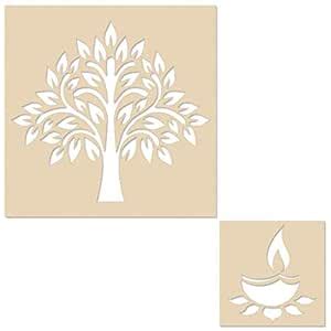 Buy Incredible Gifts India Tree Wooden Rangoli Stencils for Floor ...