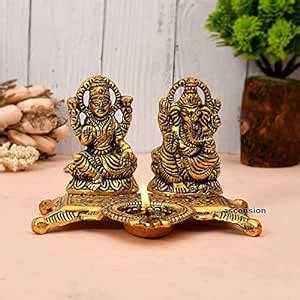 Buy ascension Laxmi Ganesha Aluminium Idol Decorative Platter with Diya ...