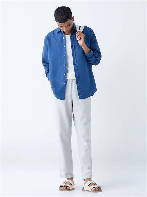 Buy ETA Grey Solid Relaxed-Fit Mid-Rise Cotton Chinos from Westside