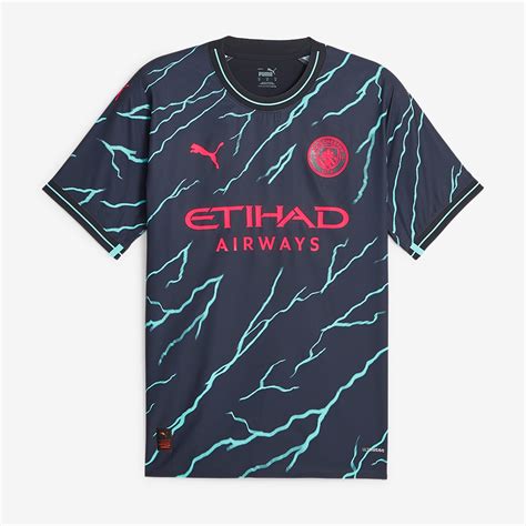 Puma Manchester City FC 23/24 Authentic Third Shirt - Dark Navy/Hero ...