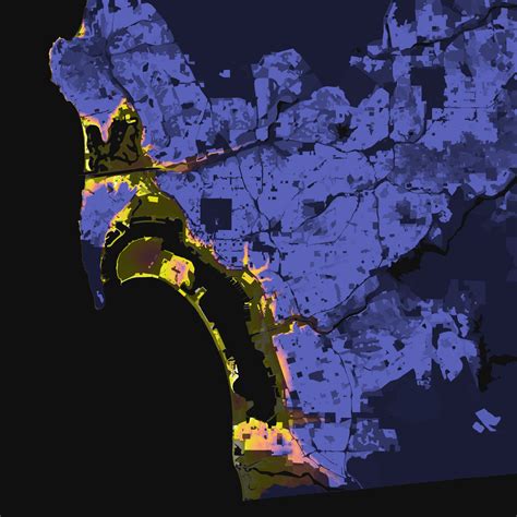 San Diego, California – Elevation And Population Density, 2010