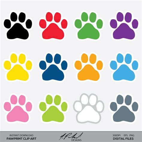 Paw Prints Digital Clip Art Paw Print Clipart Instant - Etsy