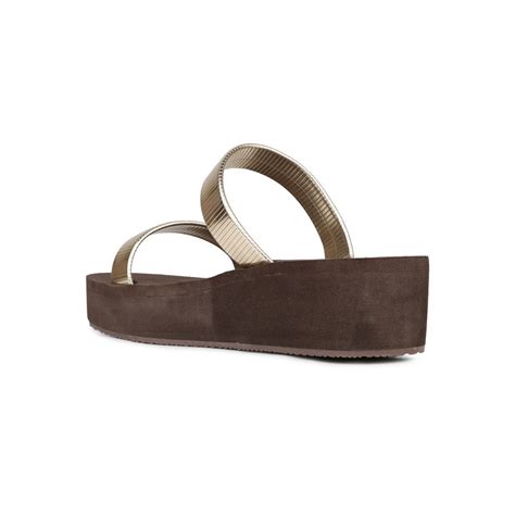 Buy Inc.5 Womens Golden Striped Round Toe Casual Wedge Heels Online