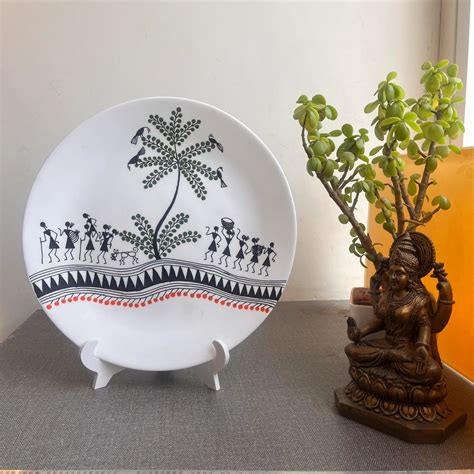 Artrooms One With Nature Tree Ceramic Hand Painted Warli Art - Wall De ...
