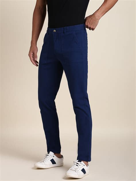 Men's Denim Blue Chino Comfortable Bottomwear With Smart Casual Look ...