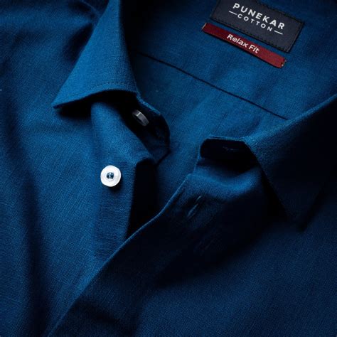 Royal Blue Color Linen Formal Shirts For Men – Punekar Cotton