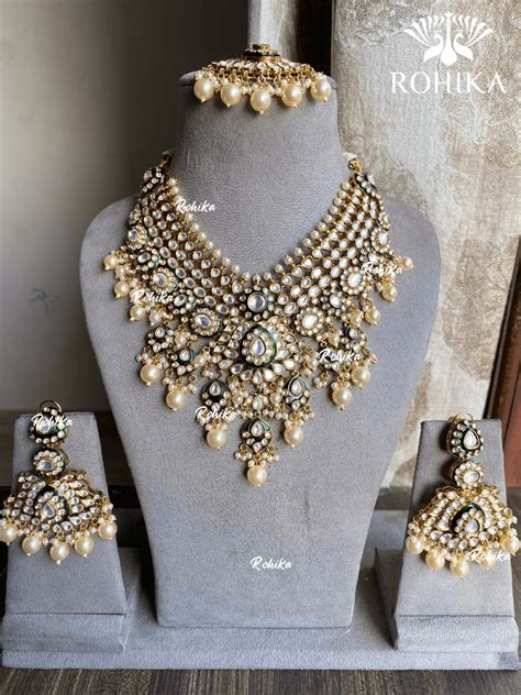 Angira bikaneri polki kundan necklace set - Dark Green – Rohika Store