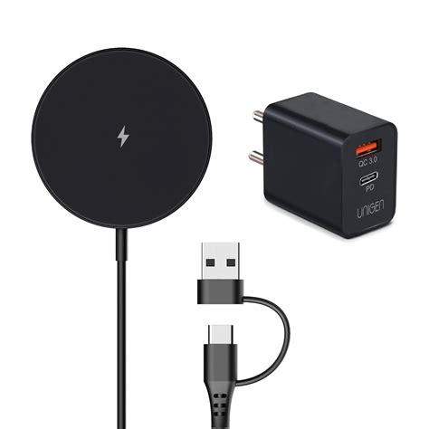 UNIGEN MAGTEC 100 Magnetic Wireless Charger [with Dual USB/PD Adapter ...