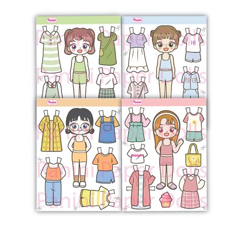 Printable Paper Doll Cute Kawaii Paper Dolls Dress up Toys Instant ...
