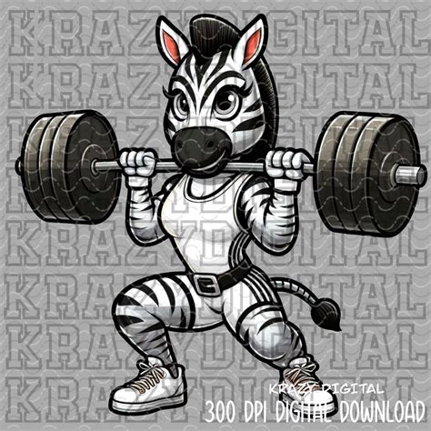 White Zebra Mascot PNG, Zebra Weight Lifting Mascot PNG, White Zebra Powerlifting Girl Strong ...