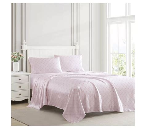 Laura Ashley Bow Ribbon Pink Queen Sheet Set - QVC.com