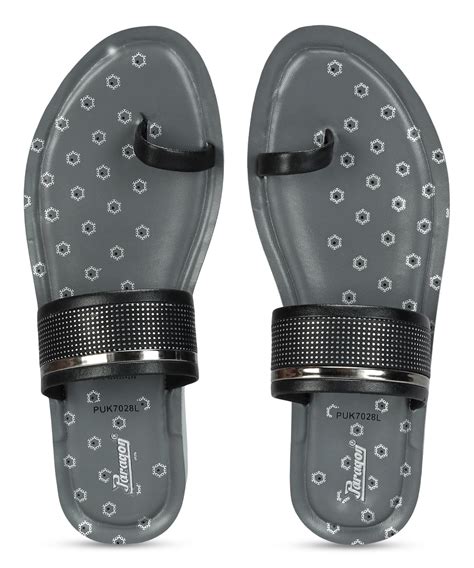 Paragon Women's Slip On Flat Black Sandals | Durable Dailywear Sandals ...