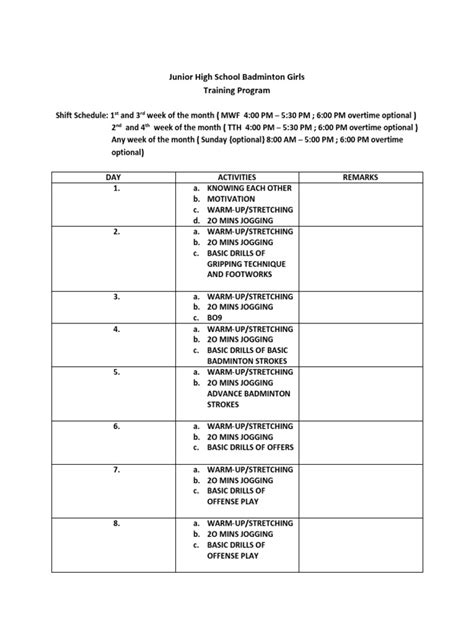 Badminton Training Program Example 的图像结果