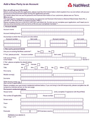 Add A New Party To An Account - NatWest - Fill and Sign Printable ...