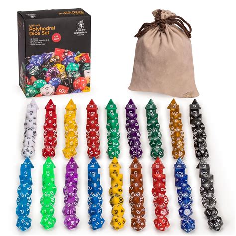 126 Polyhedral Dice - 18 colors w/ Complete set of d4 d6 d8 d10 d12 d20 ...