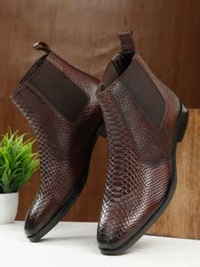 Teakwood Leathers Men's Croco Texture Brown Leathers Boots Boots For ...