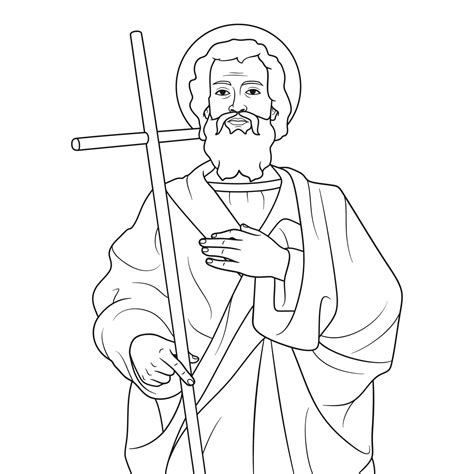 Saint Philip the Apostle Vector Illustration Outline Monochrome ...