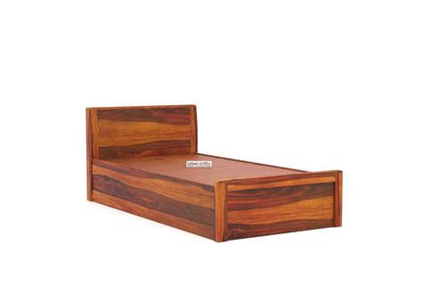Buy Elora Single Bed With Box Storage (Honey Finish) Online in India ...