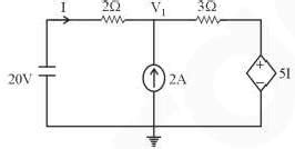 The current I flowing in the circuit shown below in amperes (round off ...