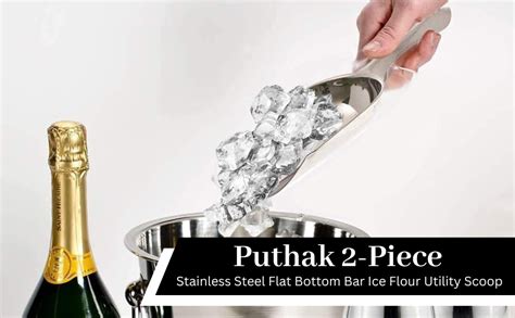 Buy Puthak 2-Piece Stainless Steel Flat Bottom Bar Ice Flour Utility ...