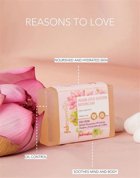 Fabessentials Indian Lotus Glycerin Bathing Bar | with Natural Bioacti ...