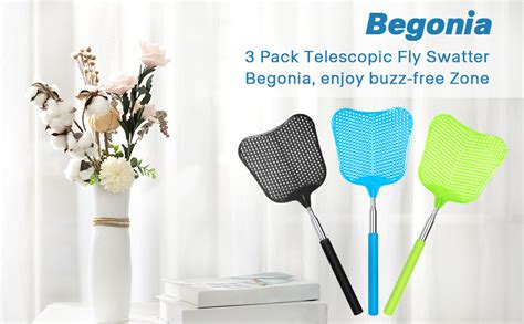 Begonia Telescopic Fly Swatter, Fly Swatter For Indoors Plastic ...
