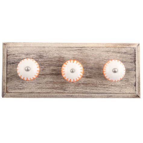 Amber Chakra Ceramic Wooden Hooks