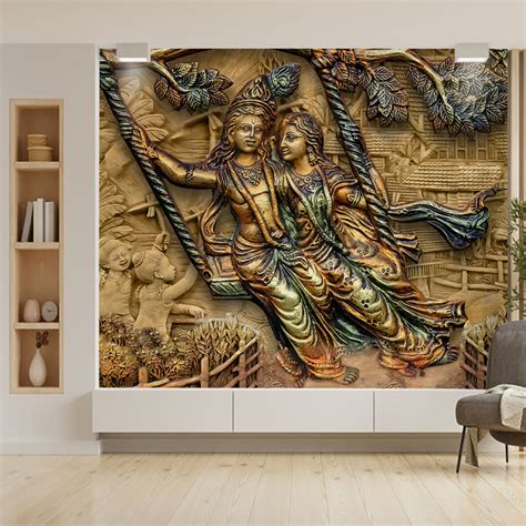 Radha Krishna Stone Art Wallpaper – Myindianthings