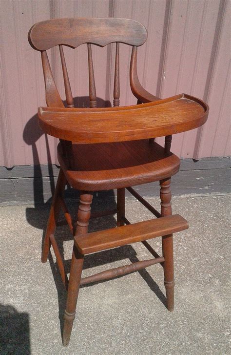 Antique Wooden High Chair with Swing Down Tray 1900s Era | Wooden high ...