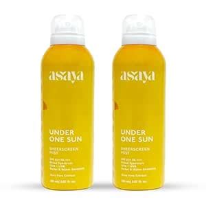 Asaya SPF 65+ Sunscreen Spray Pack of 2 | With Aloe Vera extract | UVA ...