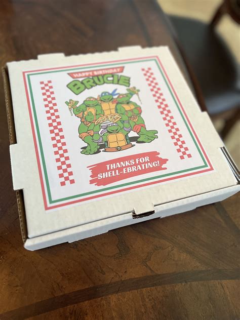 TMNT custom pizza favor box labels | Ninja turtles birthday party ...