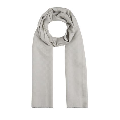 Ice White Checkered Cotton Silk Scarf | Ipekevi
