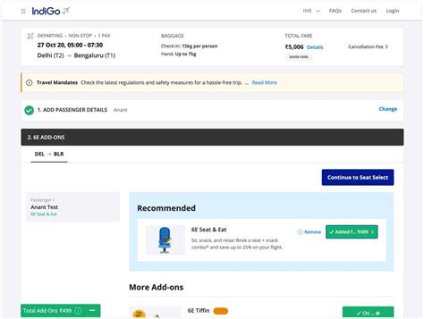 6E seat & Eat: Book a 6E seat and snack - IndiGo