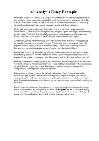 Image result for Advertisement Analysis Assignment with Questions