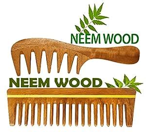 Buy Neem Wooden Comb Set | Wide Tooth Comb for Women & Men | Detangling ...