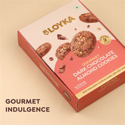 Dark Chocolate Almond Cookies (No Maida) 16 Pcs Box – Loyka