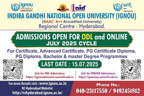 IGNOU-RC-Hyderabad - News & Events - Latest - Fresh Admission July 2025