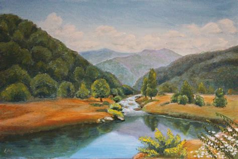 Mountain landscape Painting by Iryna Mykhailenko