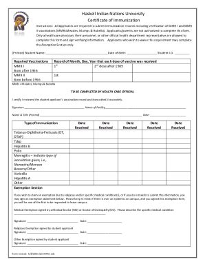 Fillable Online Haskell Indian Nations University Certificate of ...