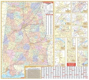 Alabama Wall Map- Laminated on roller & backboard : Kappa Map Group ...