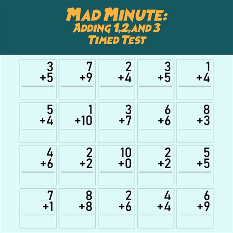 Mad Minute Math Worksheets