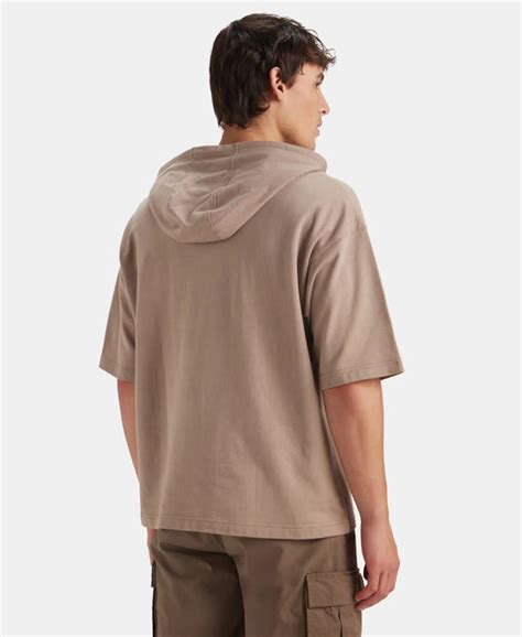 Buy Super Combed Cotton French Terry Oversized Hoodie T-Shirt - Taupe ...