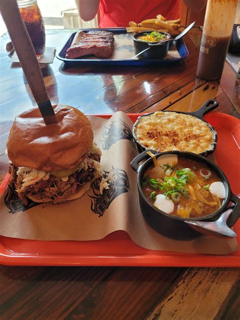 Pulled pork sandwich, brisket chili, and Mac N cheese from bad Brad's ...