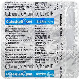 Caloshell 500 Mg250 Iu Tablet 15 - Uses, Side Effects, Dosage, Price ...