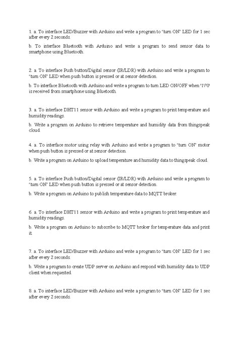 IOT Question Paper for Lab Exam - a. To interface LED/Buzzer with ...